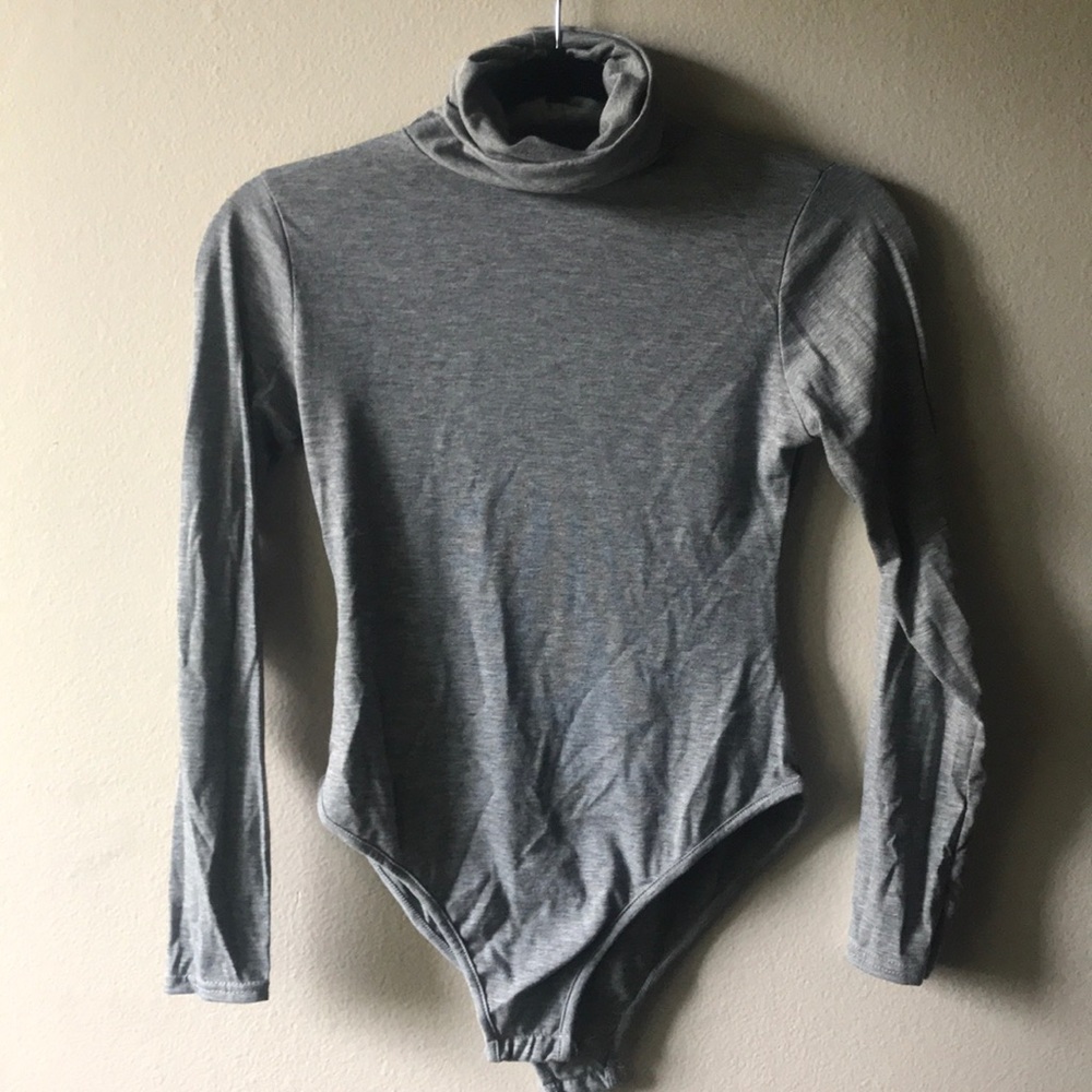 Grey turtleneck bodysuit